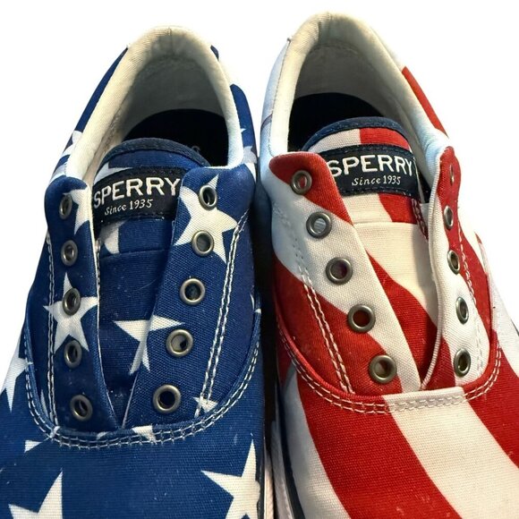Sperry Mens American Flag Print Canvas Sneakers mens size 9 patriotic - Picture 4 of 12